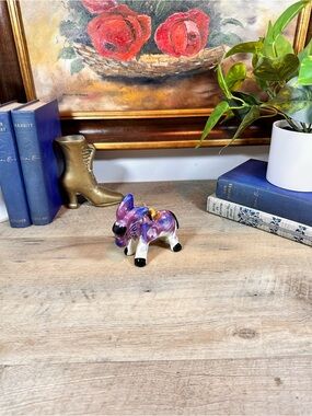 Victoria Ceramics Purple Donkey Figurine - Salt & Pepper Base